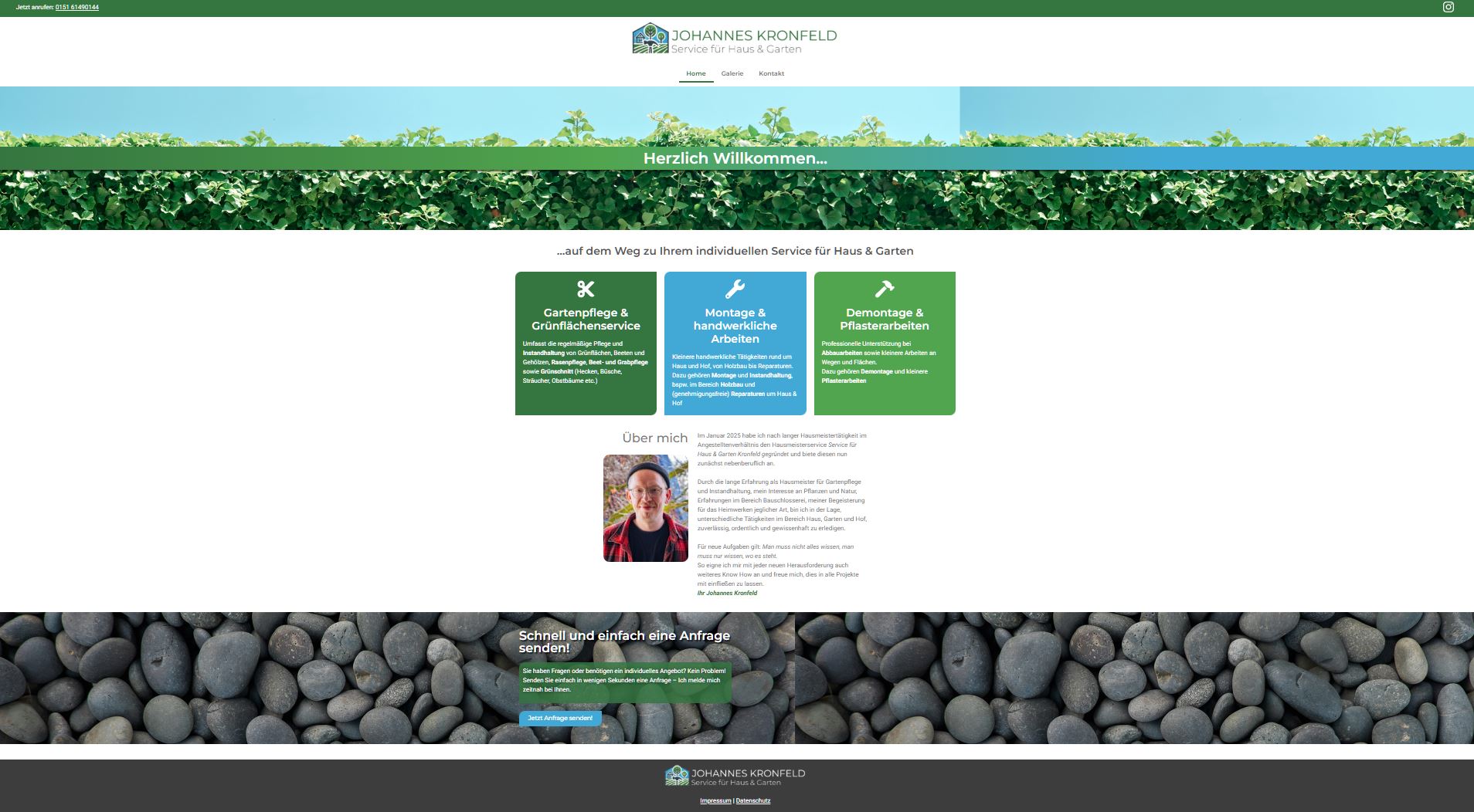 Johannes Kronfeld – Service für Haus & Garten: Neue Website aus unserem Hause